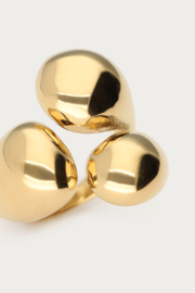 My jewellery Bold ring met driedubbele wikkel & bolling goud verstelbaar