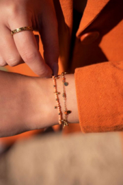 My Jewellery armband | goud vintage armband met oranje kralen & bolletjes