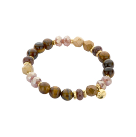 biba armband crystal en natuurstenen kralen bruin