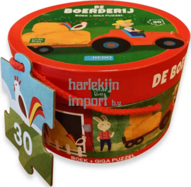 Rebo ronde box met boekje met puzzel | boerderij