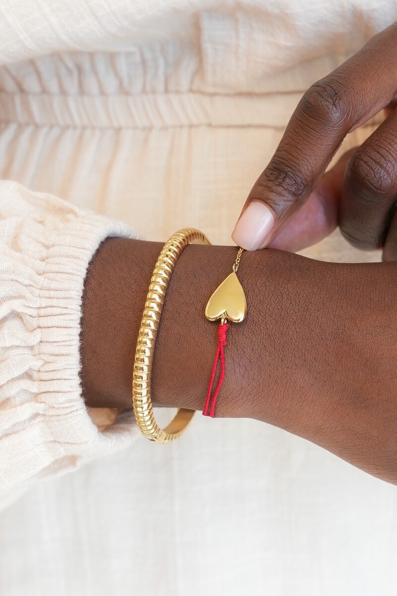 my jewellery rood touw armbandje met hartje goud