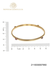 rose en camellia bangle oud roze steen
