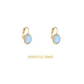 Go Dutch Label oorbellen French hook oval - 14K + blue
