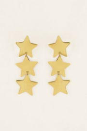 My Jewellery oorbellen | statement oorhangers drie sterren goud