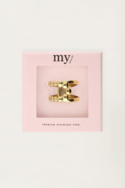 My jewellery verstelbare statement ring gekruist goud