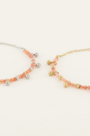 My Jewellery armband | goud vintage armband met oranje kralen & bolletjes