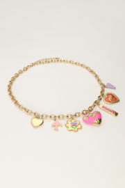My Jewellery ketting | art ketting met verschillende bedels goud
