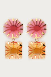 My Jewellery oorbellen statement oorhangers met roze en oranje stenen