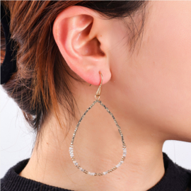 Go Dutch Label oorbellen elegant beads drop 14k + white mix