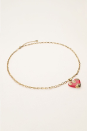 My Jewellery ketting | art schakelketting met roze vintage hart goud