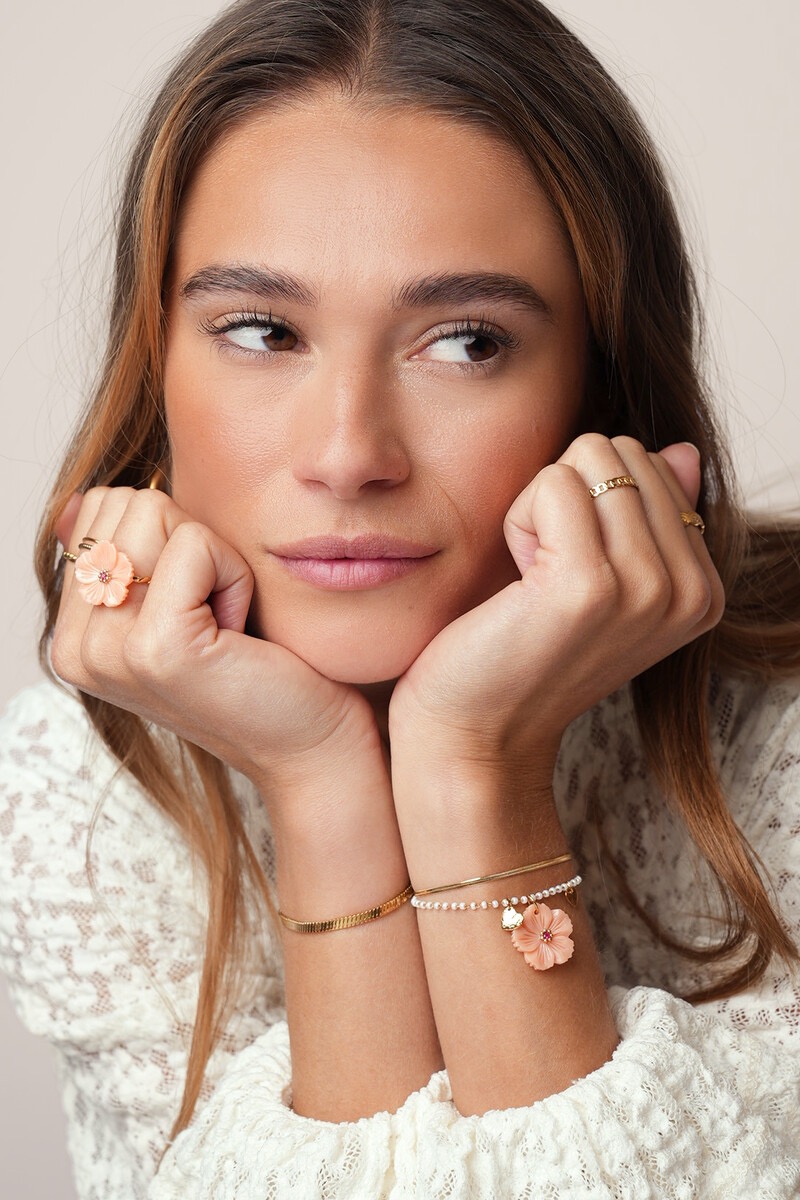 My Jewellery Botanical dubbele armband met peach bloem