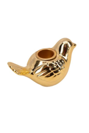 zusss keramieken kandelaar vogeltje goud