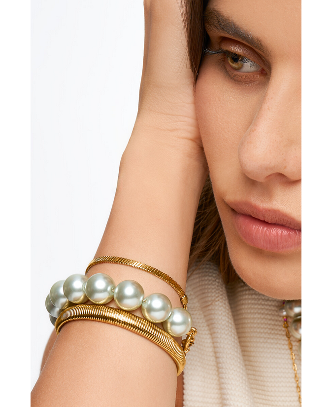 My Jewellery Armband met licht groene glas parels