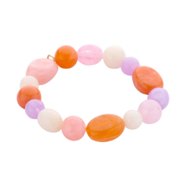 biba armband chunky kralen resin oranje/lila