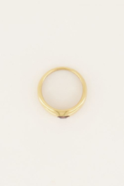 my jewellery ring | MOOD ring met vierkante roze steen goud.*