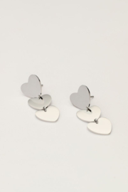 My jewellery oorbellen drie hartjes zilver