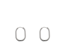 Go Dutch Label oorbellen | oval hoop 2,5 x 27 mm zilver