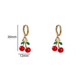 Go Dutch Label oorbellen Cherry Hoop - 14K