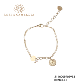 rose en camellia armband met muntje