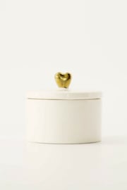 Zusss bewaarpot keramiek hartje wit/goud
