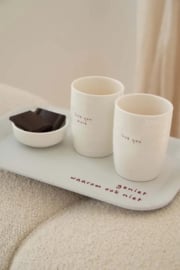 zusss melamine dienblad 29x19cm geniet off white rood