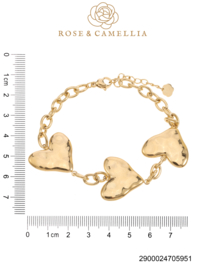 rose en camellia armband 3 harten groot