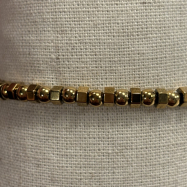 My jewellery stretch armband met kralen goud