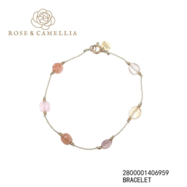 rose en camellia armband roze
