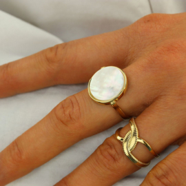 Camps & Camps ring Round Mother Of Pearl Ring