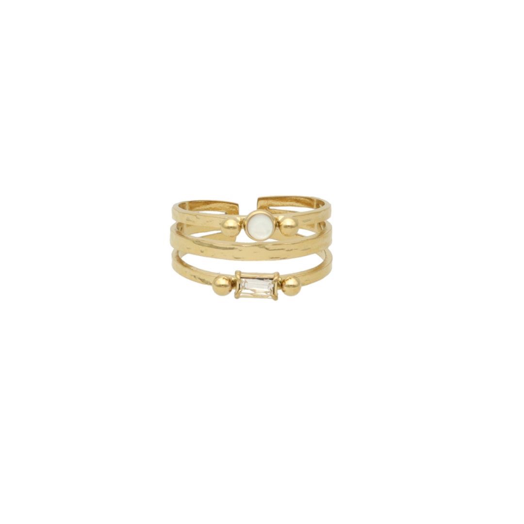 Camps & Camps triple ring with dubbel gems