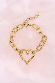 My jewellery armband met twist en hartjes goud