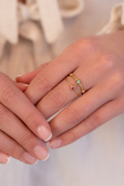 My jewellery Minimalistische vintage ring met mint groen strass verstelbaar