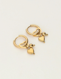 My jewellery oorbellen hoop hartje en bolletje goud