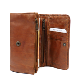 Bear Design gevlochten overslag portemonnee 'Noor' | cognac