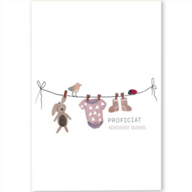 ansichtkaart vilt proficiat kersverse ouders