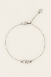 My jewellery armband | zilver dubbel strass hartje
