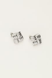 My Jewellery oorbellen | vierkante studs gevlochten zilver