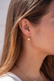 My jewellery Doortrek oorhangers met vlinder goud
