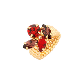biba ring metaal en crystal stenen rood