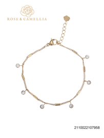 rose en camellia armband met 6 steentjes en staafjes