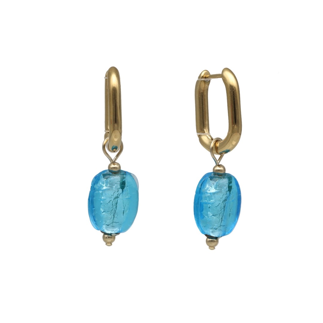 camps & camps oorbellen Glass Bead Aqua