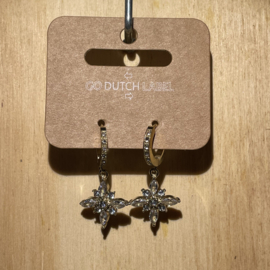 Go Dutch Label oorbellen | bloem met diamantjes goud.