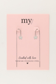 My jewellery Doortrek oorhangers met vlinder zilver