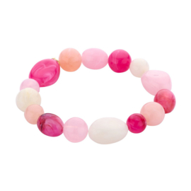 biba armband chunky kralen resin roze/wit