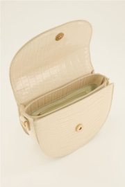 my jewellery tas | beige schoudertas half rond met croco print