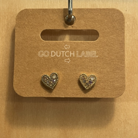 Go Dutch Label oorbellen | knopjes hartje naturel steentjes goud