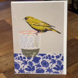 art press vogel met glaasje