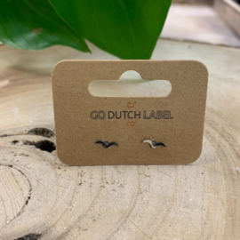 Go Dutch Label oorbellen | knopjes groot vogeltjes zilver.