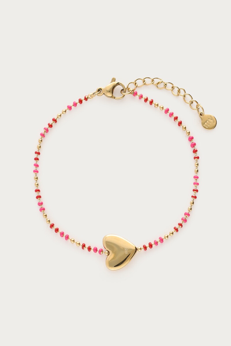 My jewellery Mystic armband met rode bollen en hart