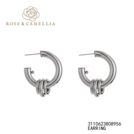 rose en camellia oorbellen 3 ringen zilver